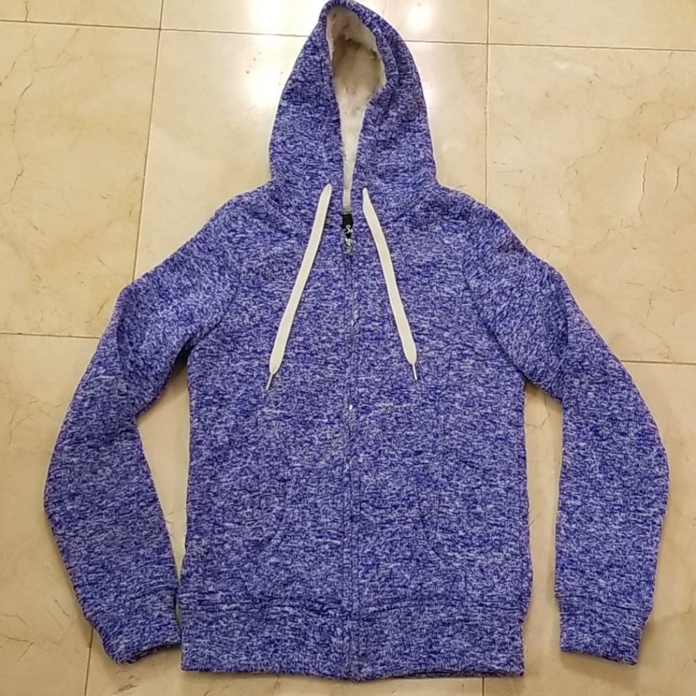 Like New Incredibly Soft Zip Up Blue & White Hoodie